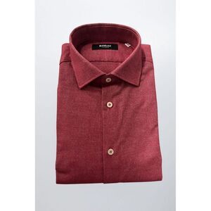 Baldinini Trend Classic Cotton Button-Up Shirt Men Red Shirts